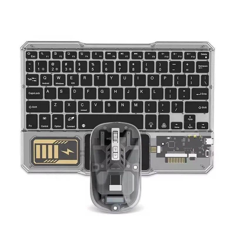 Y&D New Mini Wireless Gaming Keyboard Mouse Combo - Bluetooth 5.0 + 2.4G, 7-Color RGB Backlit, Transparent Design for PC, Laptop, Phone - Image 2